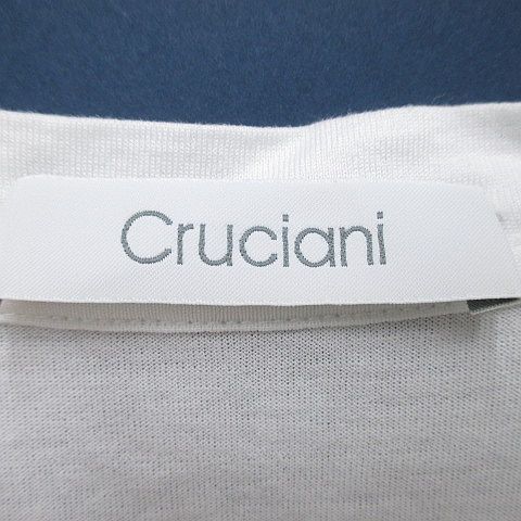 クルチアーニ cruciani 半袖 Tシャツ カットソー ヘンリーネック 52 白系 ホワイト イタリア製 綿 コットン 無地