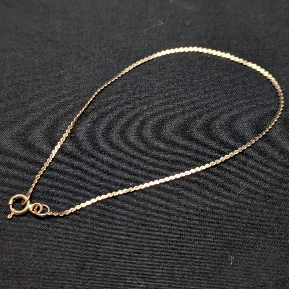 14K 刻印 イエローゴールド サーペンタイン フラット スネークチェーン 14K 刻印 イエローゴールド サーペンタイン フラット スネーク