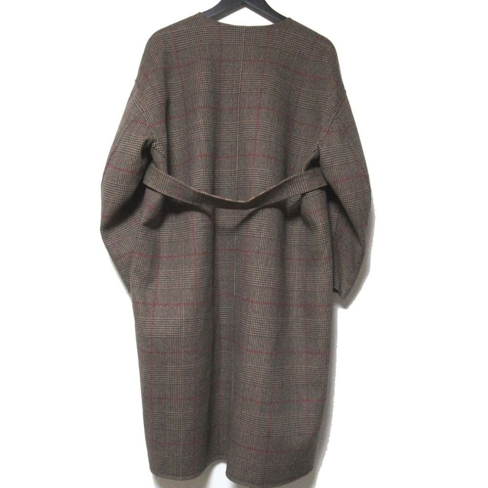 美品 20AW Drawer ドゥロワー リバーチェックVネックコート カシミヤ