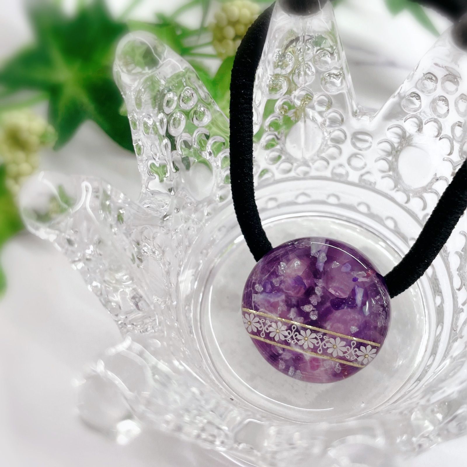 シュシュ ヘアゴム パワーストーン アメジスト