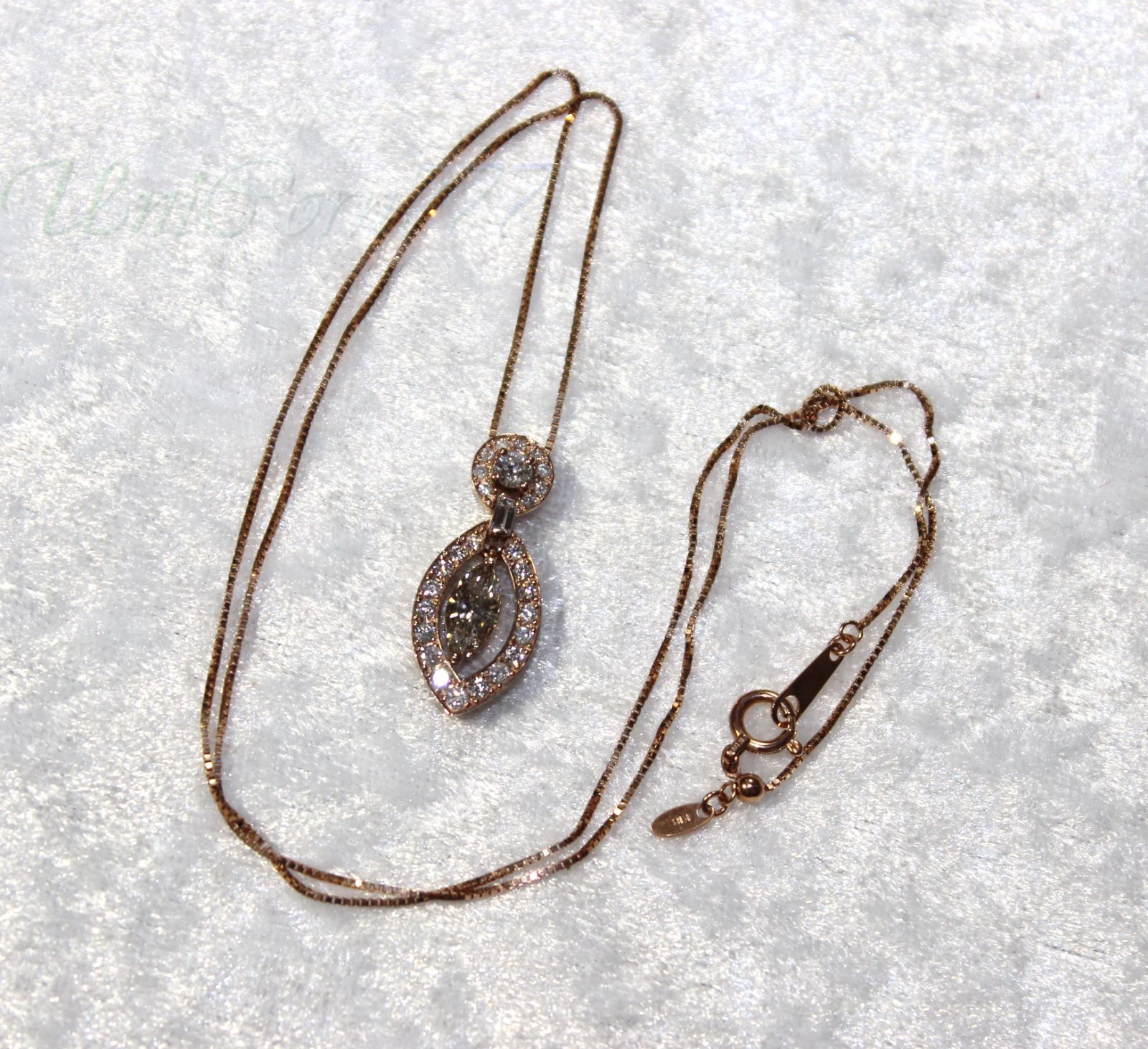 鑑別付天然ダイヤモンドネックレス TypeB 0.483ct/0.41ct (刻印) 18金  