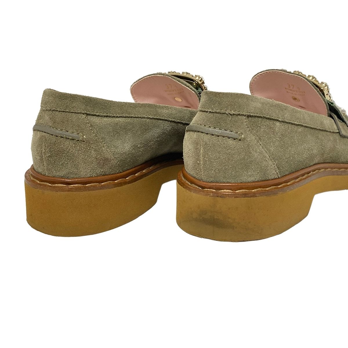 激安大特集。 RogerVivier ロジェヴィヴィエ ローファー 37 1|2 レディース ヴィヴ レンジャー カーキ ビジュー 【送料無料】