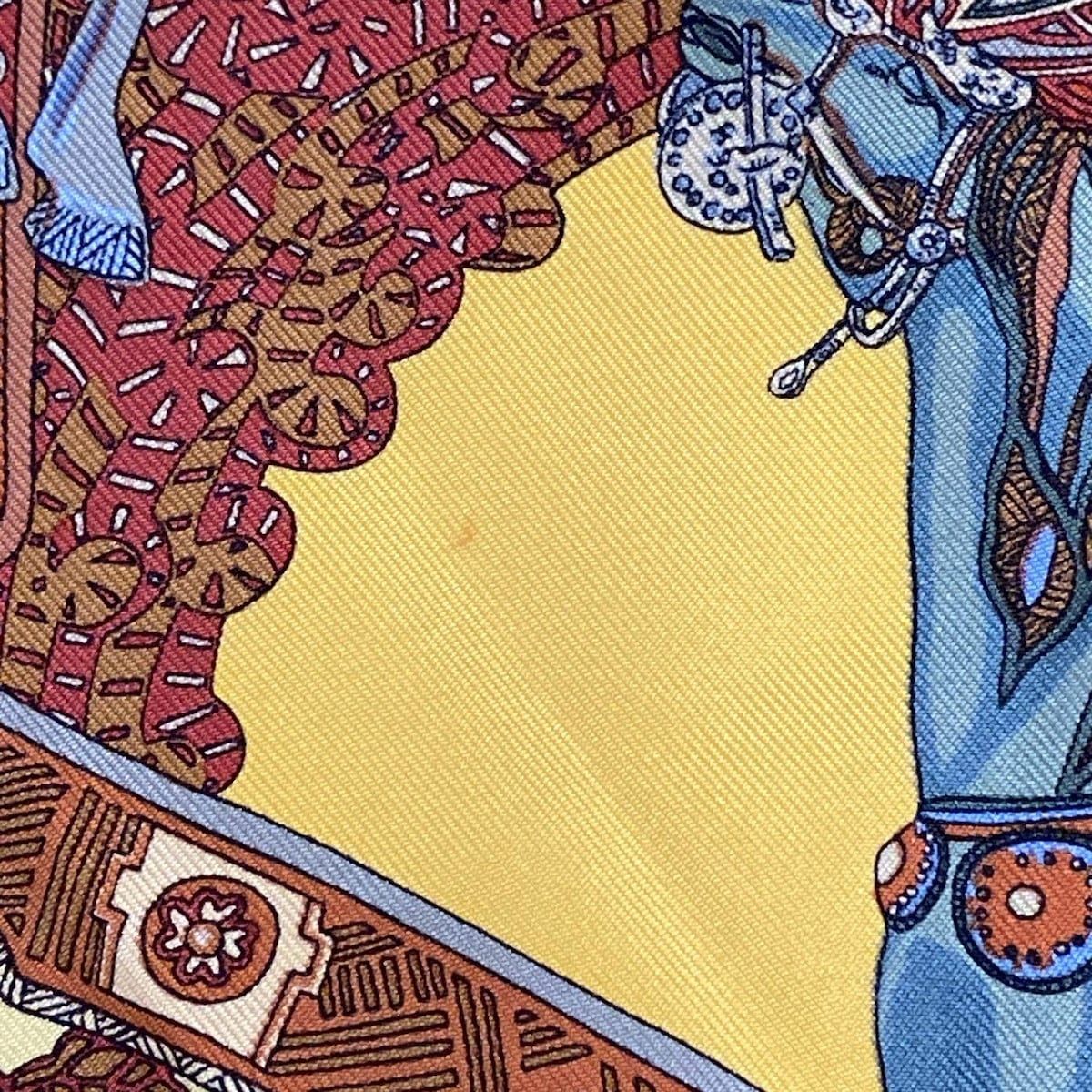 HERMES(エルメス) スカーフ プチカレ ダークイエロー×ボルドー