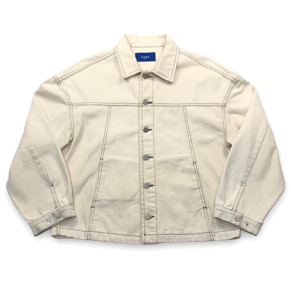 【数量限定新作】vintage ステッチジャケット ホワイトデニムジャケット クリーム色 古着 ジャケット・アウター