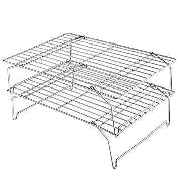 TeamFar 冷却ラック 15インチ x 10インチ ステンレススチールワイヤーベーキングラック ローストグリル料理用 食器洗い機&オーブン対応 非毒性