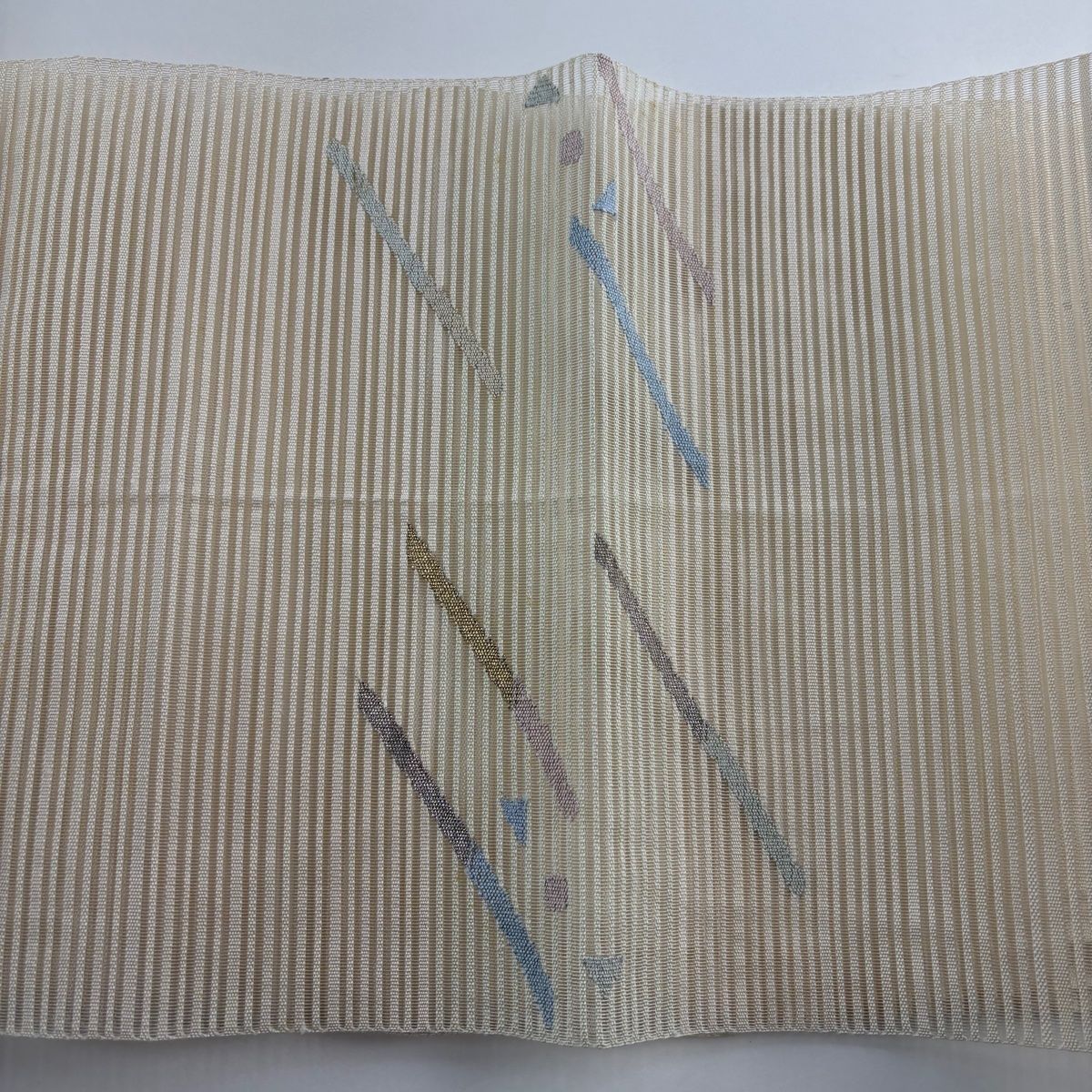 名古屋帯 秀品 夏帯 絽 八寸名古屋帯 松葉仕立て 幾何学模様 金