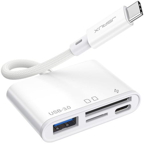 4イン1USBCSDカードリーダーJSAUXUSBCMicroSDカードリーダー(USB3.0u0026充電)ポート付きiPhone16/16Plus/16Pro/16Pro
