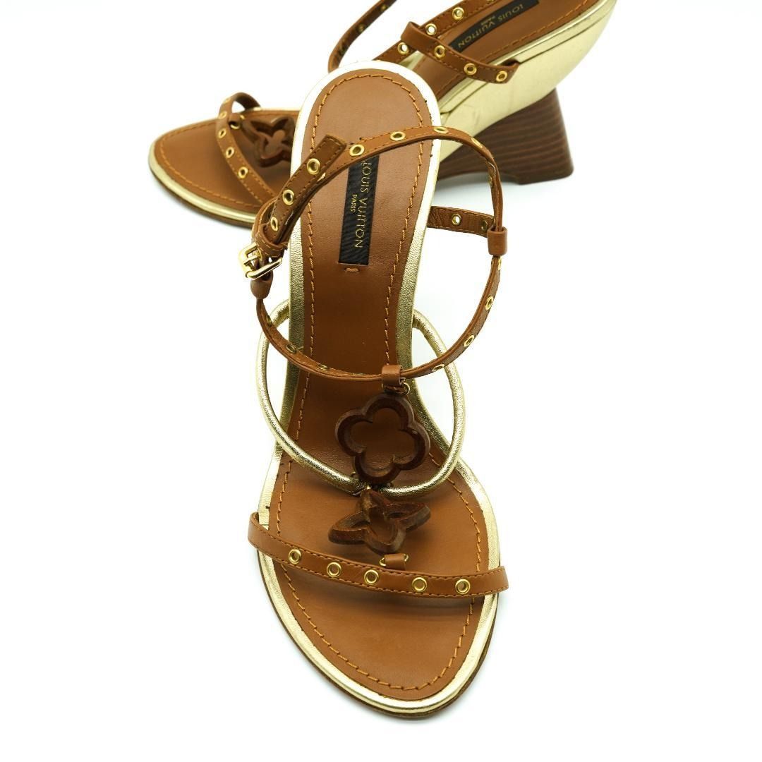 ルイヴィトン アンクル ストラップ ヒール サンダル37.5 (24cm相当) Louis Vuitton】ルイヴィトン アンクル ストラップ ヒール