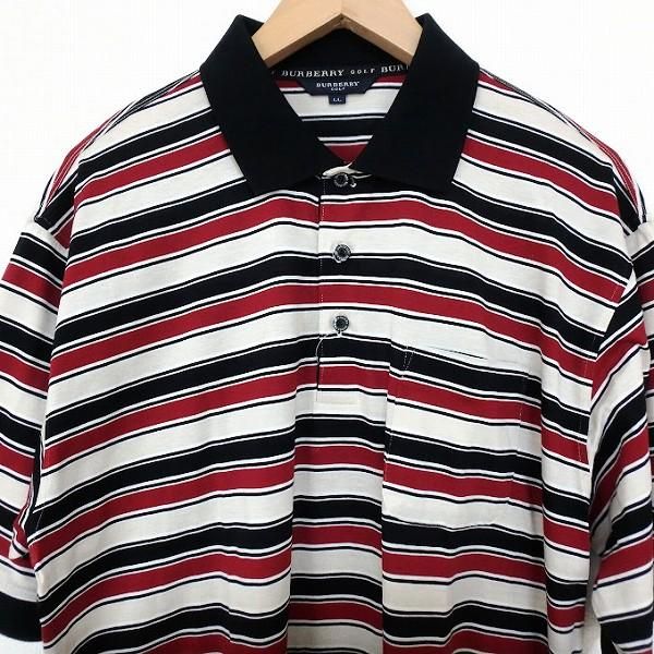 バーバリーゴルフ ボーダー 半袖コットン ポロシャツ レッド L B255 snc バーバリー BURBERRY GOLF ポロシャツ LL 黒 赤 アイボリー 半袖