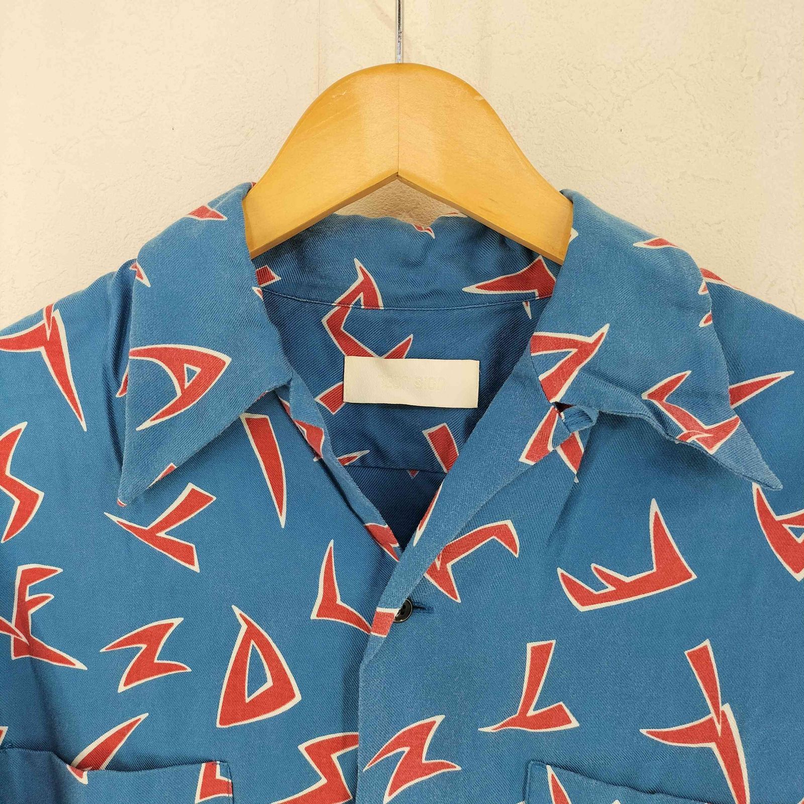 ネオンサイン オープンカラーシャツ BK S 未使用品 ネオンサイン NEON SIGN Cosmo Milky SatinTwill Shirt