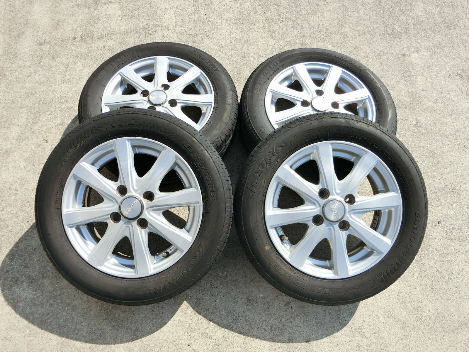843 SPORTJUSTIN 13インチ アルミホイール 13×4.5J 45 PCD100 ハブ径 約74mm 4穴 4本セット 155 65R13 ダイハツ エッセ 外し