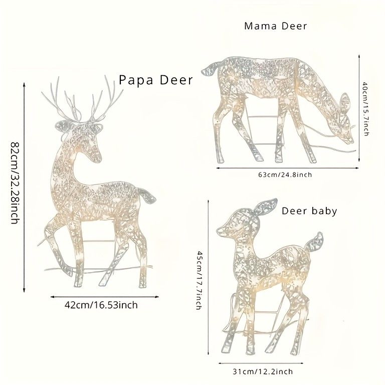 クリスマスガーデン装飾 3Dライトアップ金属レンジャーファミリー 乾電池式 単三電池3本使用 別売 室内 屋外用 祝祭日ギフト