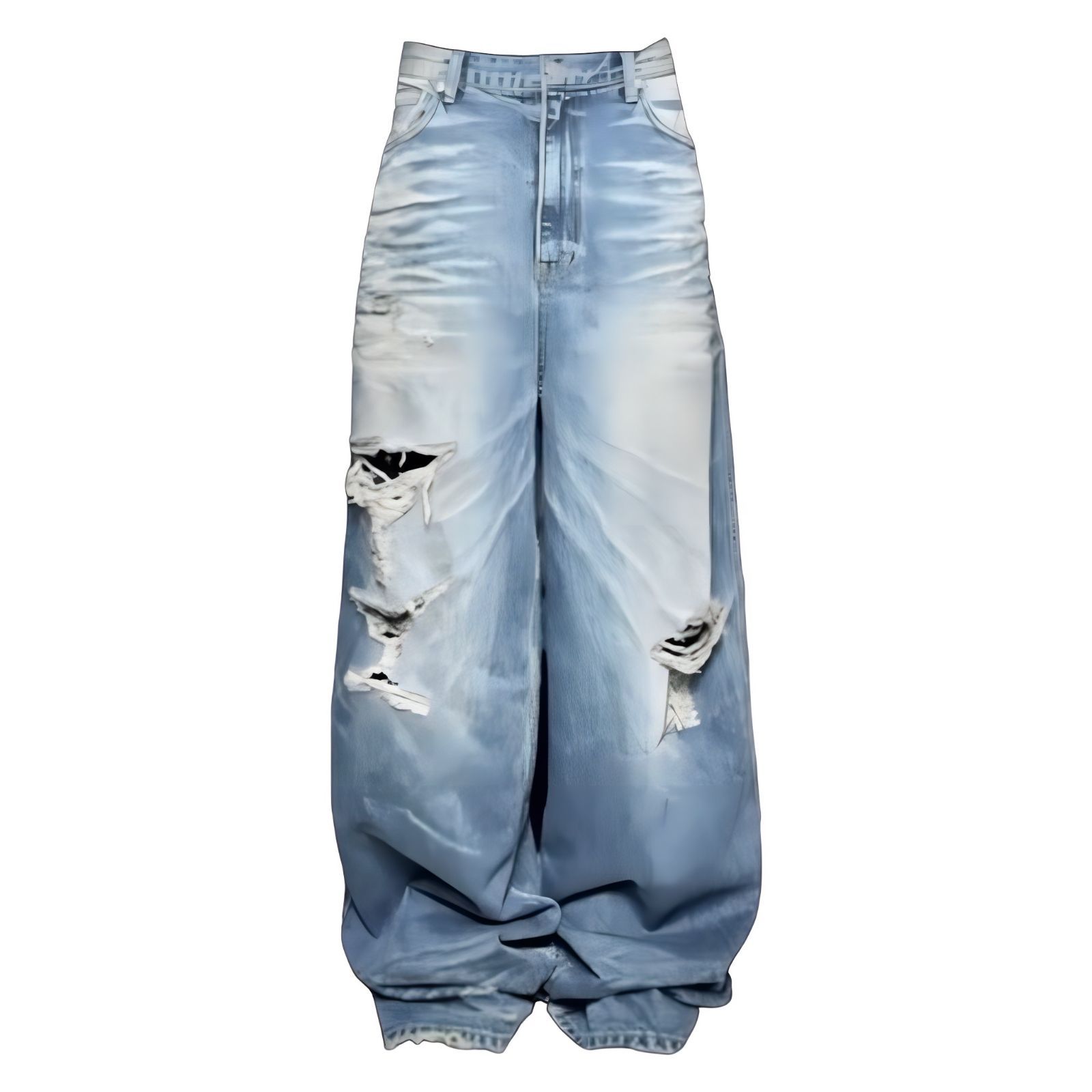 EMOSTANCECLUB DESTROYED BAGGY WIDE LEG JEANS LIGHT BLUE EMOSTANCECLUB DESTROYED BAGGY WIDE LEG JEANS LIGHT BLUE