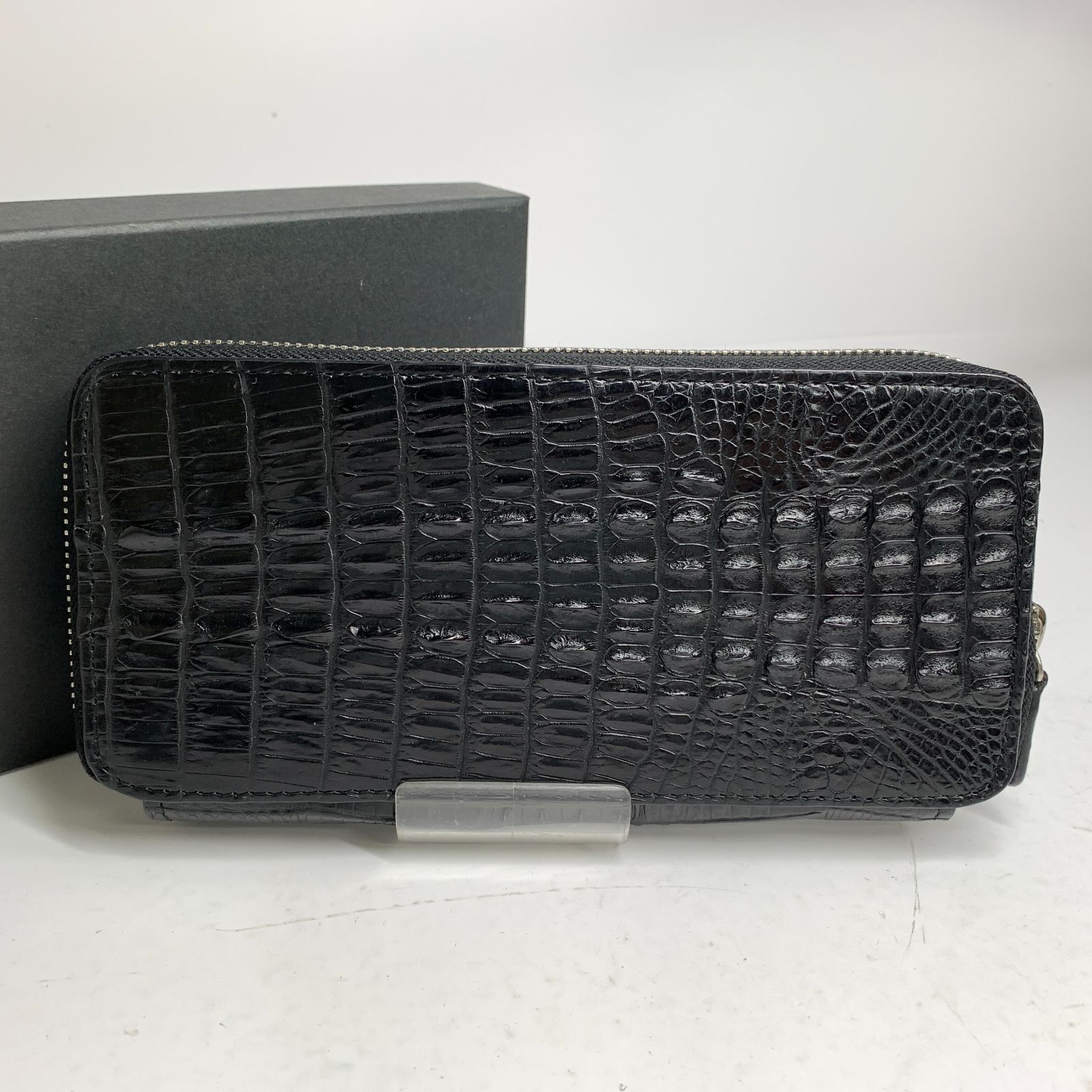 f001 新品 beverly ビバリー ワニ革 鰐革 カイマン ラウンドファスナー  