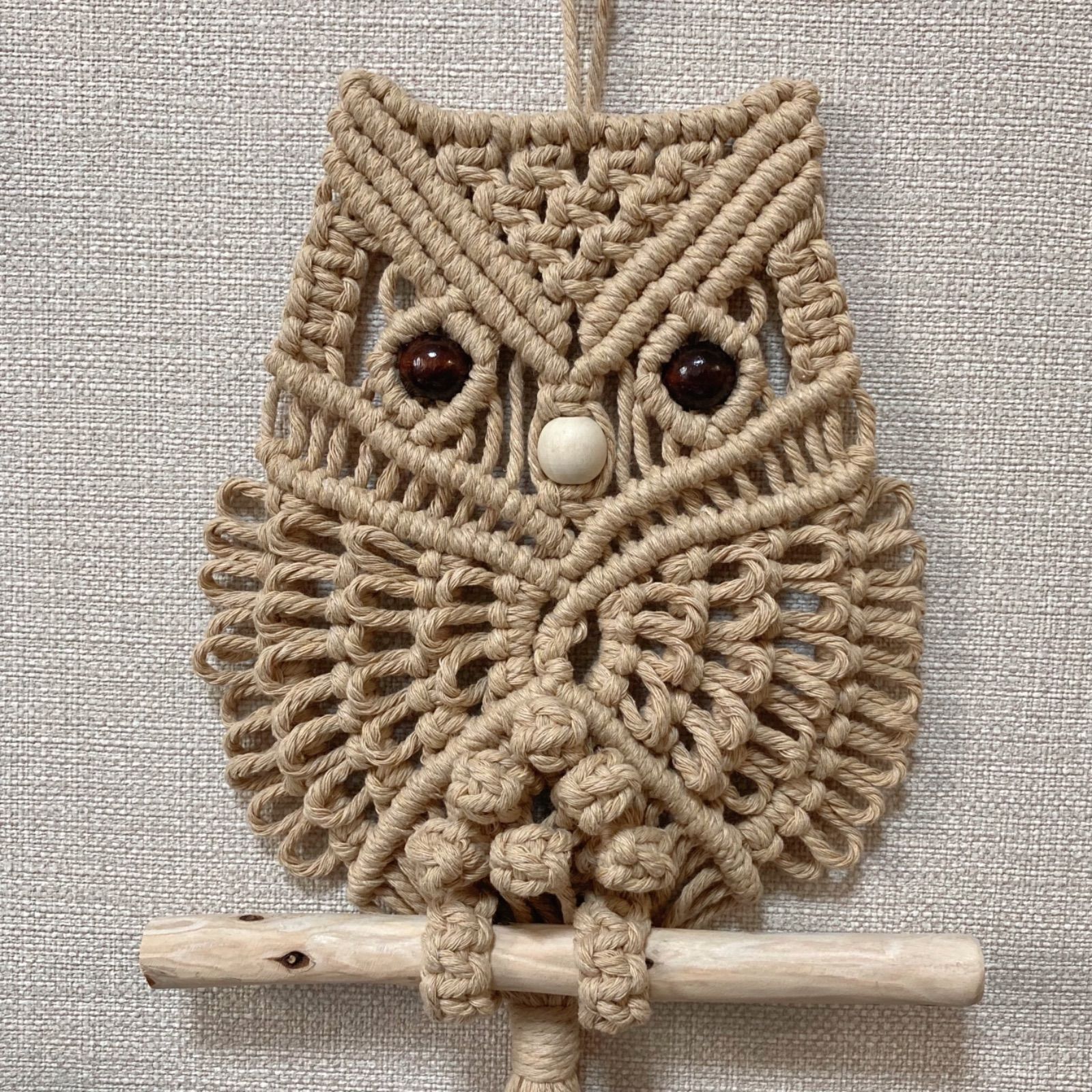 マクラメ モフモフ 幸運の鳥 フクロウ タペストリー a-7 カラー参考用