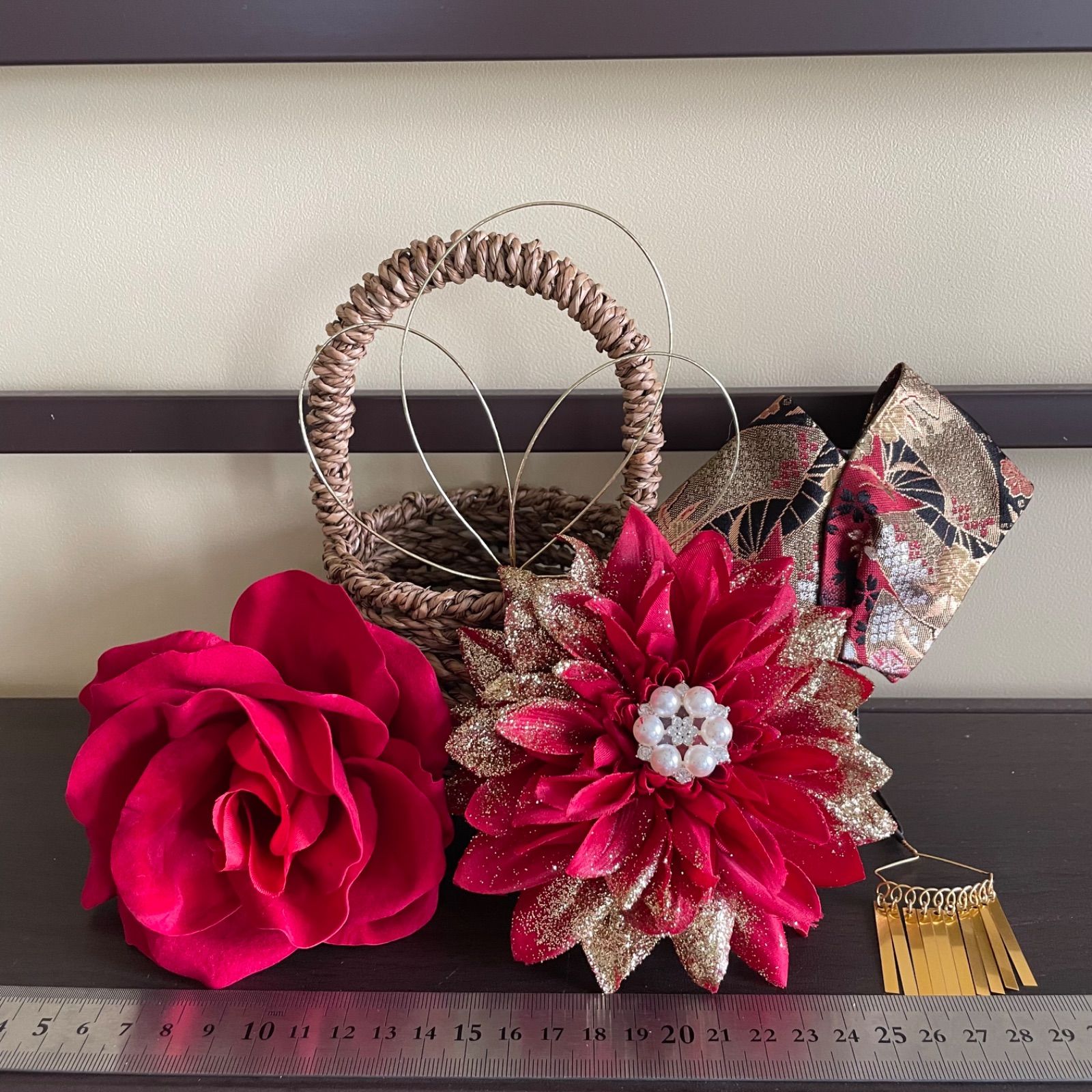 赤ダリア 和装髪飾り 成人式髪飾り 卒業式髪飾り 着物髪飾り 色打掛髪