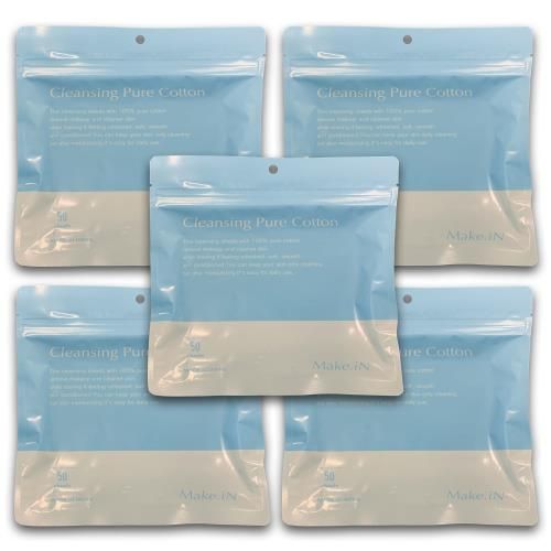 Make.iN クレンジング ピュア コットン 50枚入 大容量 CICA ヒト幹 コラーゲン うるおい 保湿 (5)