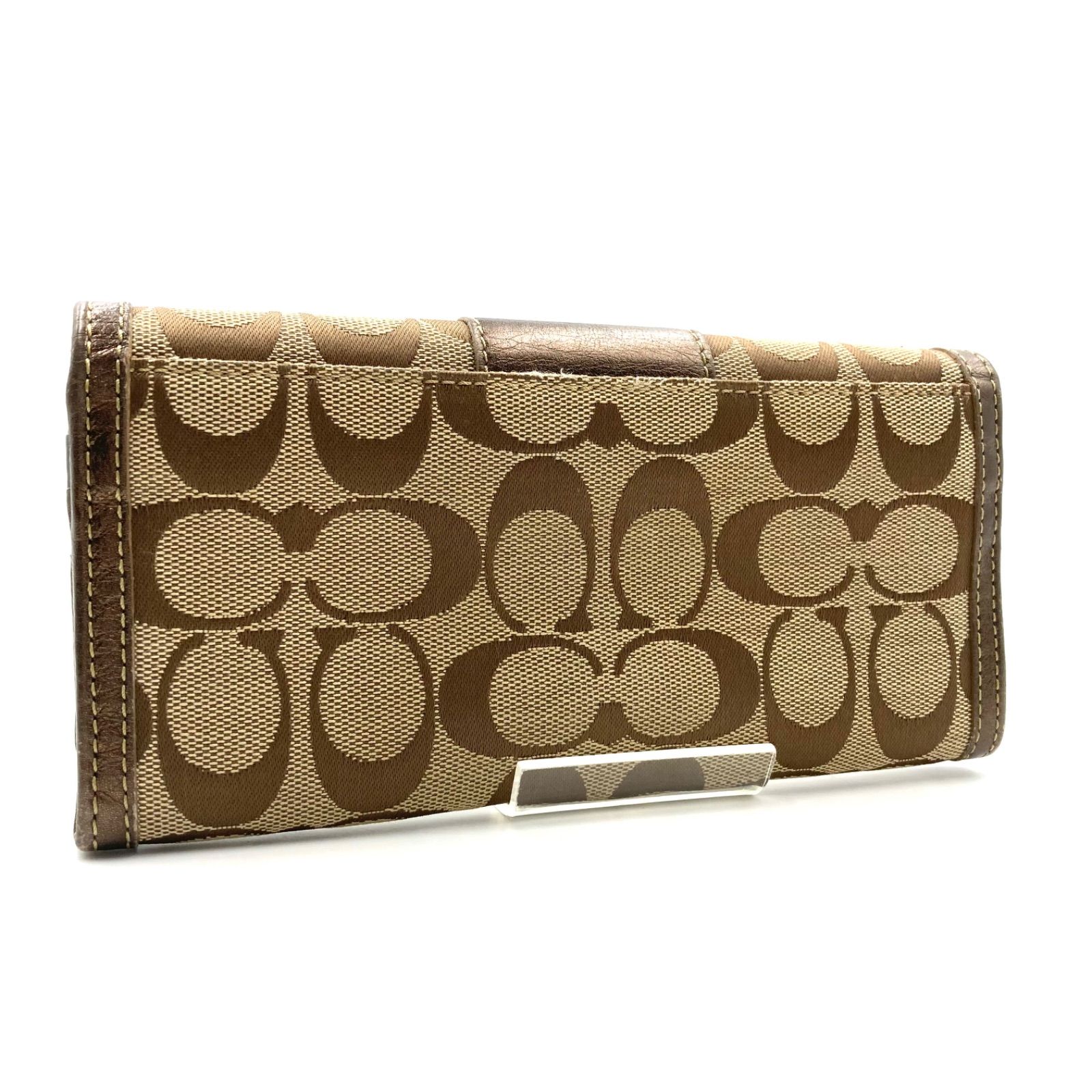 □極美品□COACH コーチ シグネチャーキャンバス×レザー 長財布 ロング 