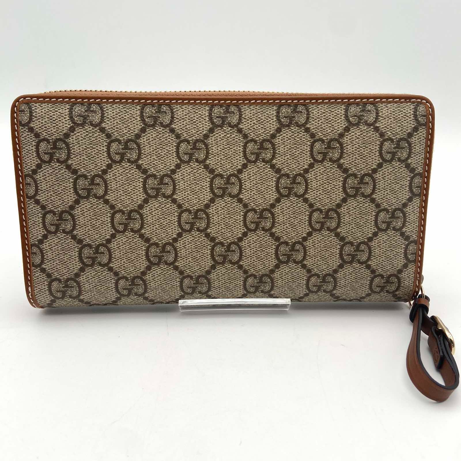 GUCCI GGロゴ ベージュレザー長財布 未使用品】GUCCI グッチ 819122 GGエンブレム ジップアラウンド