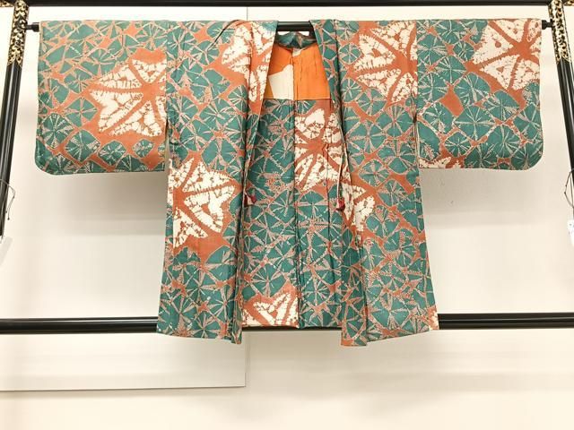 平和屋着物●上質な紬　絞り　格子吉祥文　正絹　逸品　CAAU2087yc 平和屋着物○上質な紬 絞り 格子吉祥文 正絹 逸品 CAAU2087yc 平和屋