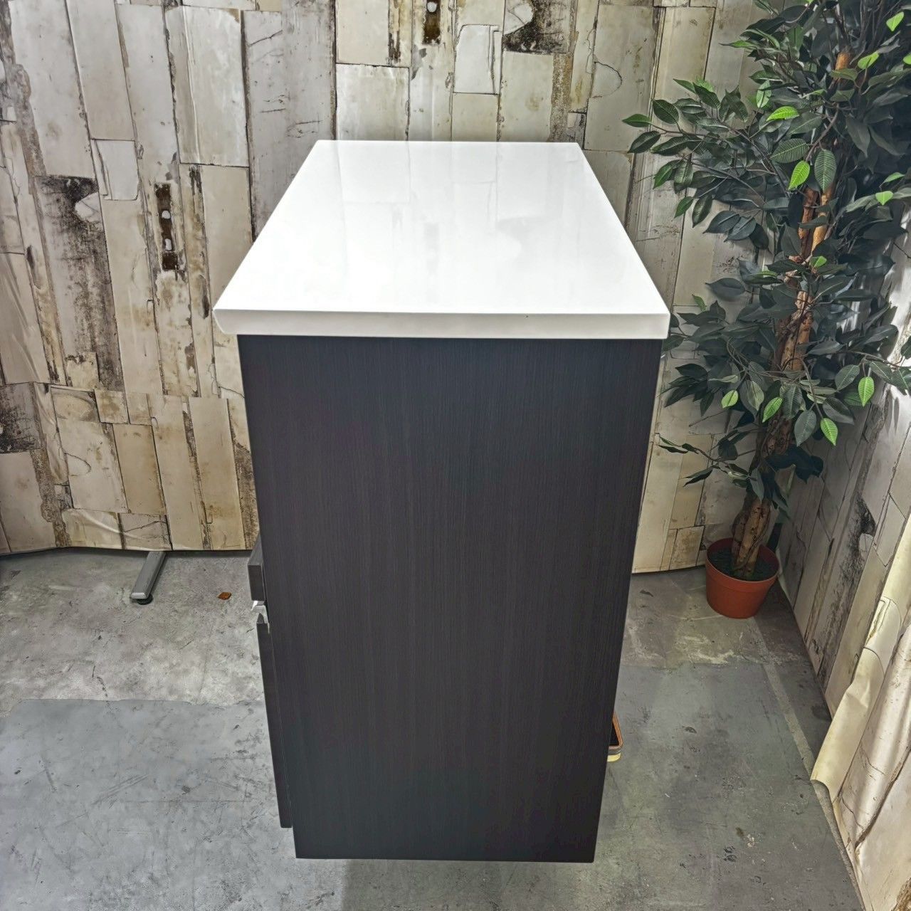 NITORI ニトリ レジューム 90QH-R DBR 食器棚 幅90cm キッチンカウンター ハイタイプ