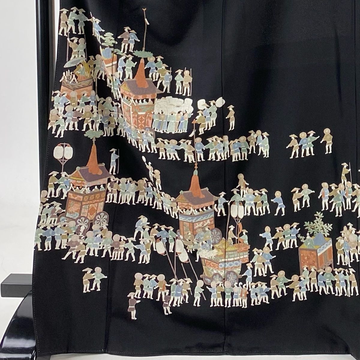 平和屋着物□豪華黒留袖 作家物 渡橋風景草花文 金彩 正絹 逸品