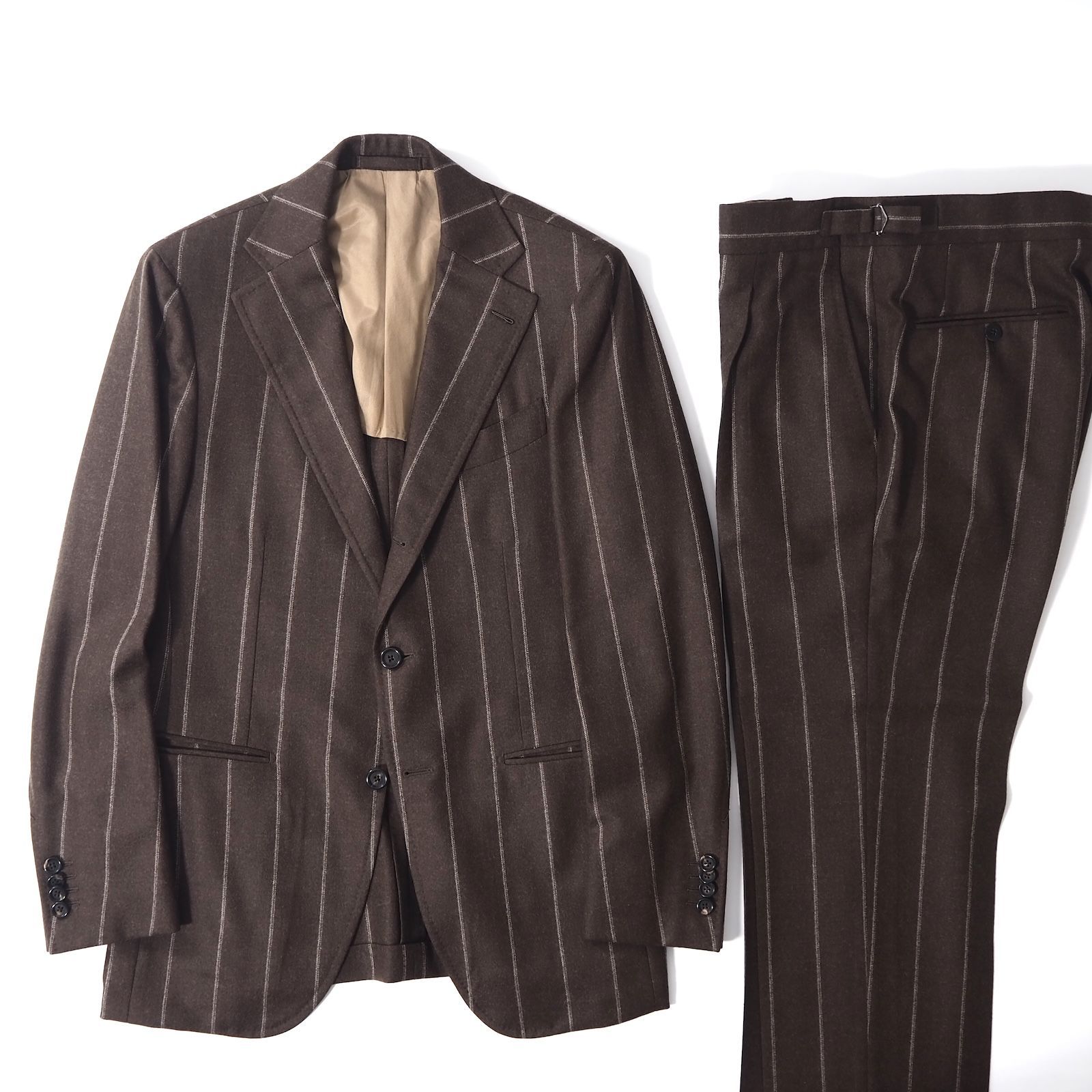 ラルディーニ LARDINI イタリア製 ウール 最上級ライン SARTORIA ロロピアーナ スーツ セットアップ 46 ブラウン メンズ 正規品 5-YA005