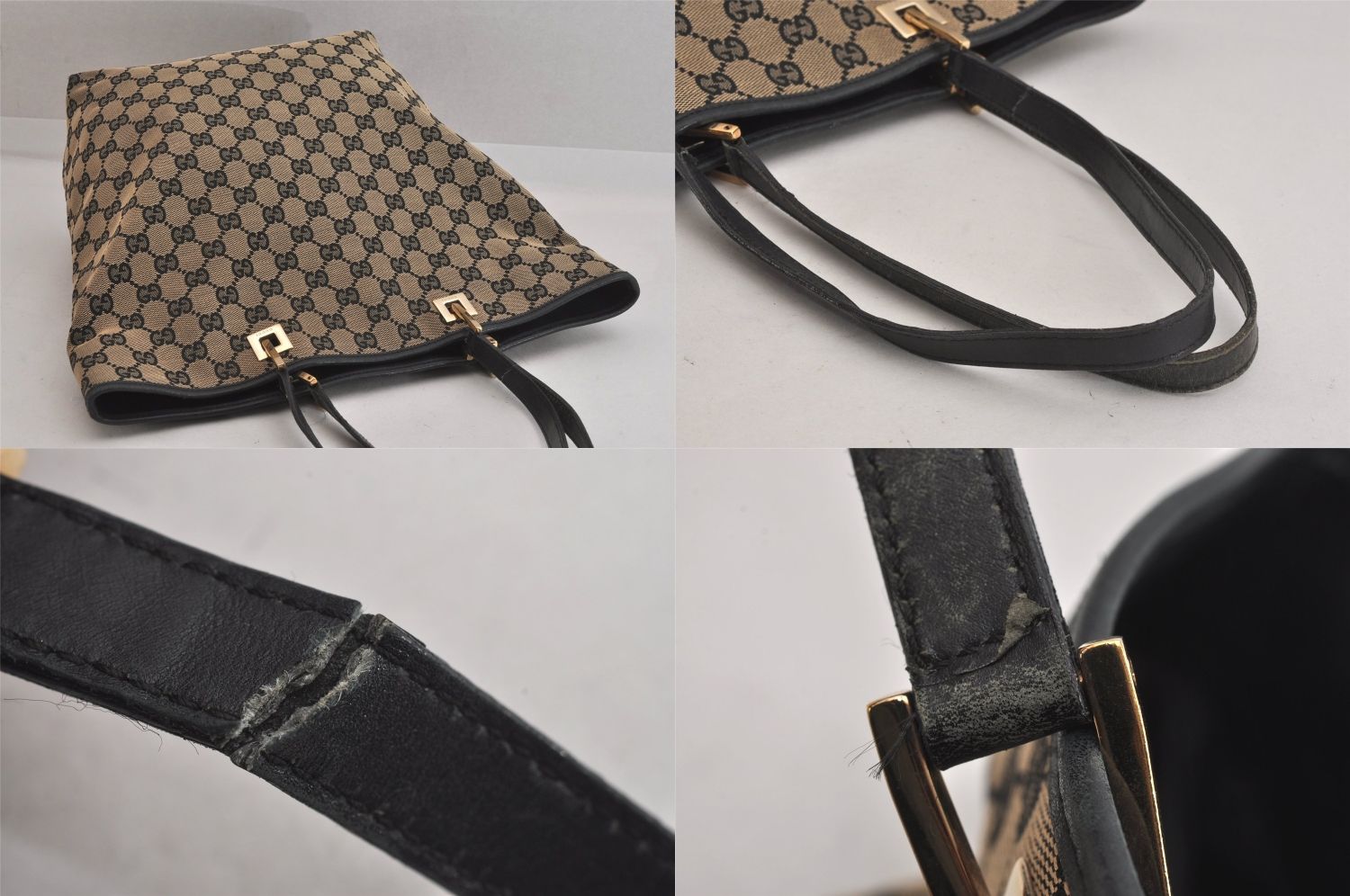 ▲GUCCI グッチ ヴィンテージ ショルダーバッグ GG キャンバス レザー □グッチ GUCCI□ GGキャンバス ショルダーバッグ GG柄 レザー