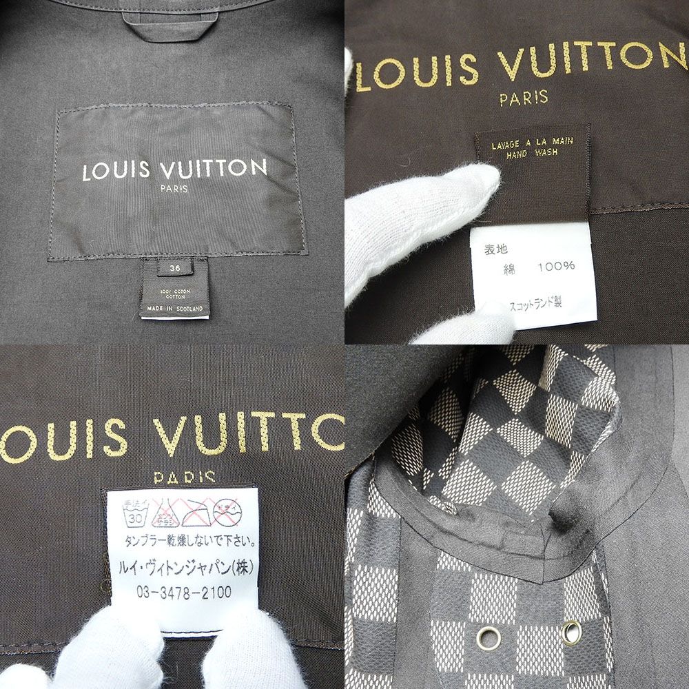 [希少]LOUIS VUITTON ダミエ柄トレンチコートSize50 ダミエ ショートスリーブ シグネチャークルーネック ｜ルイ