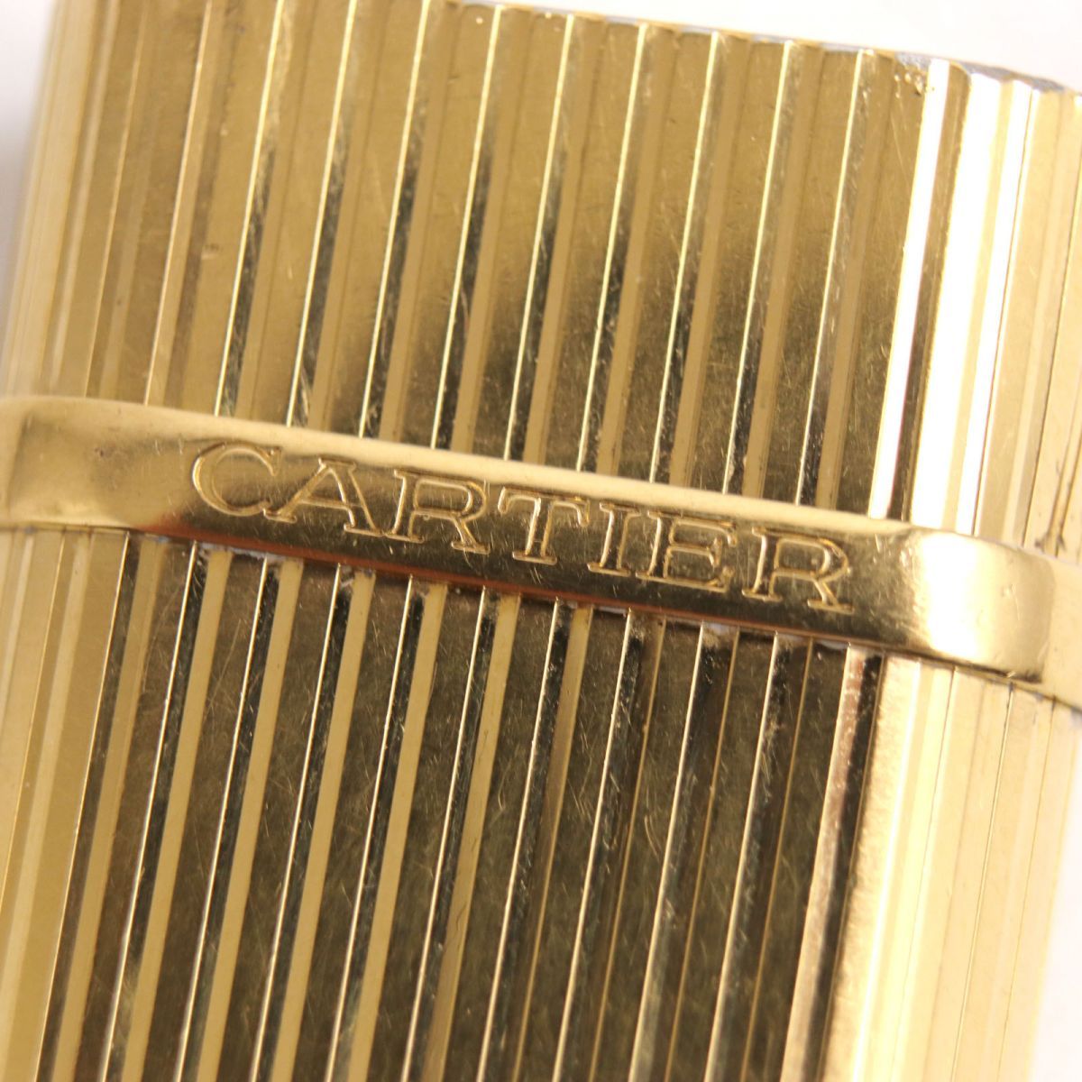 良品◇Cartier カルティエ ゴドロン ストライプ柄 オーバル ロゴ刻印