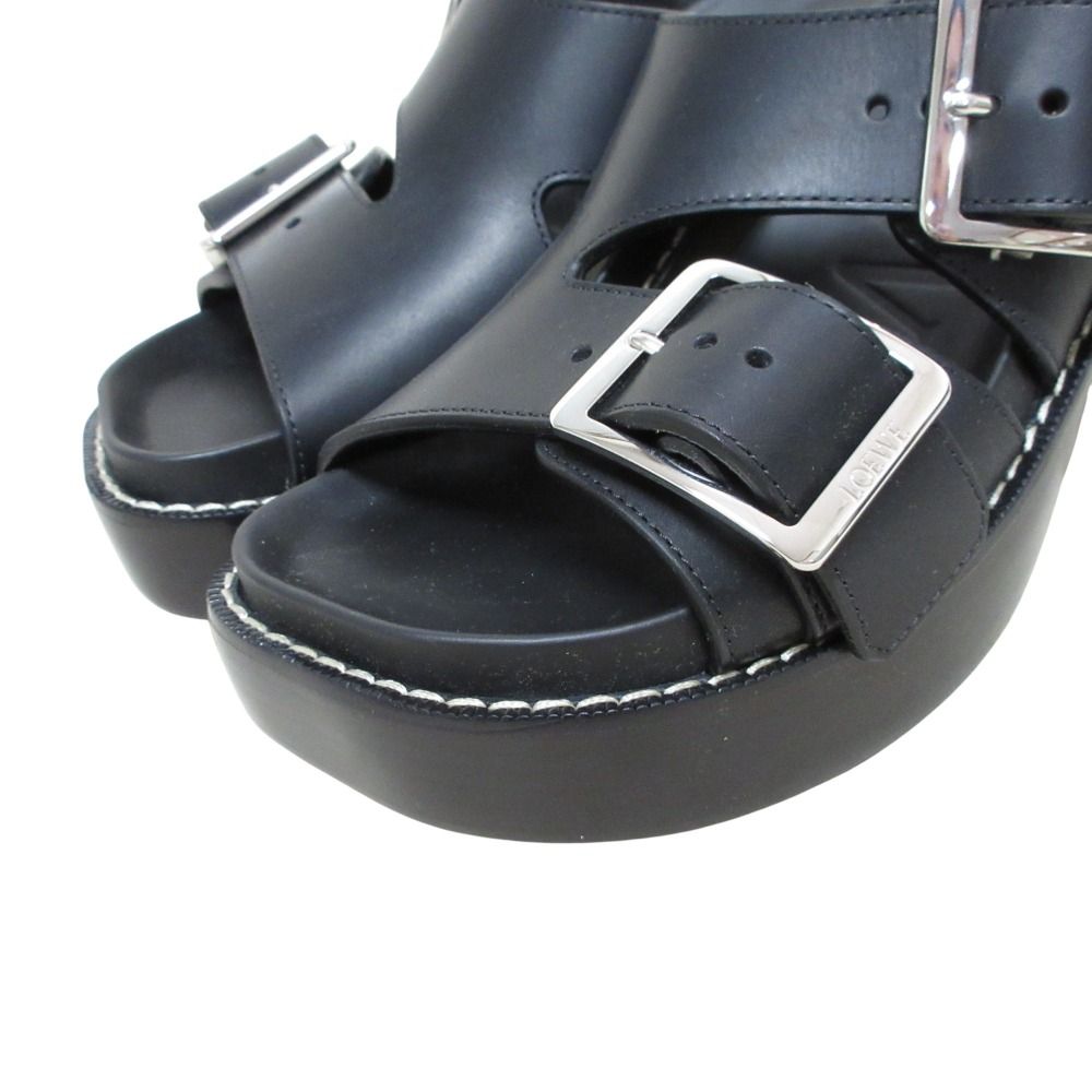 ♥ LOEWE ロエベ EASE HEEL Do イーズ ヒール スライド ミュール サンダル 35 22.5cm相当 ブラック レディース 古着 KIN-KAAI_COM