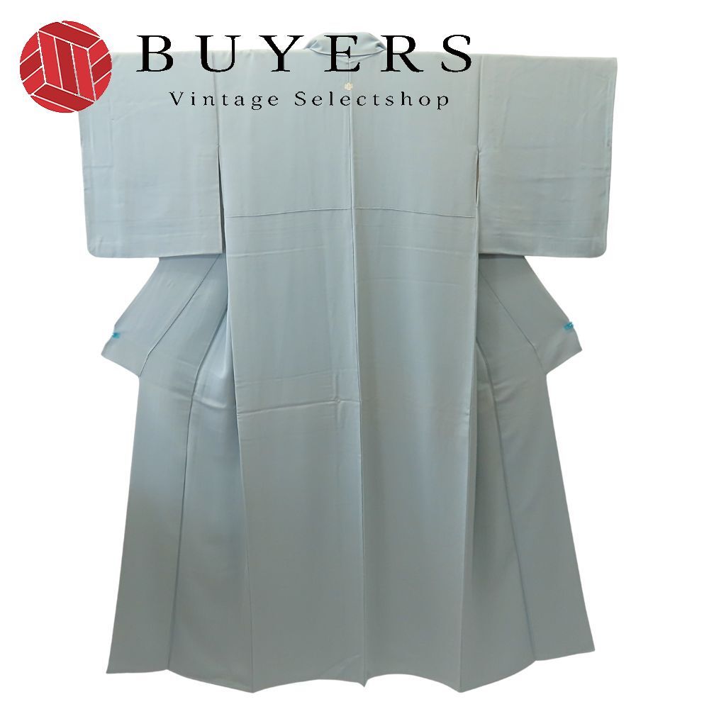 色無地 正絹 金銀糸除く ブルーグレー 一つ紋 お洒落 和装 呉服 和服 きもの レディース 女性