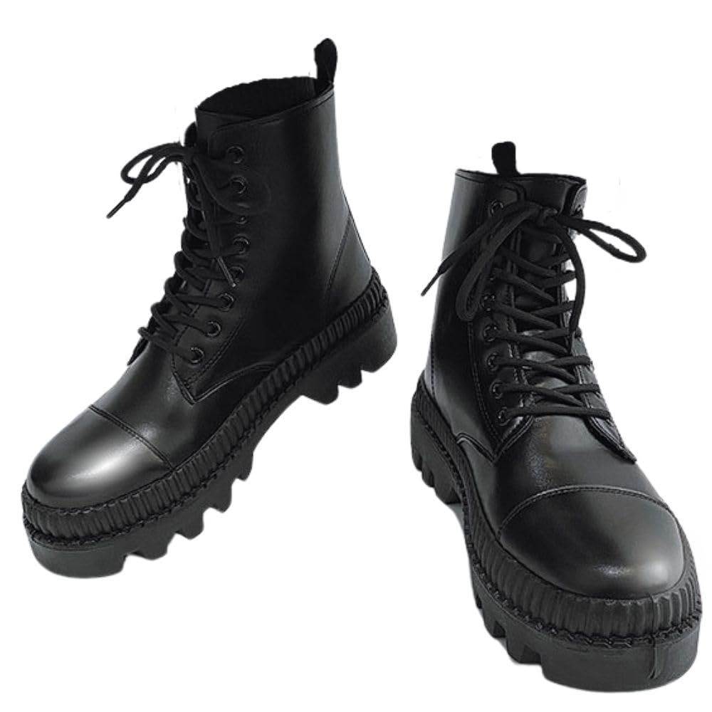 【新品】26.5ｃｍ ブラック ショートブーツ メンズ シークレット 5cmUP 個性 スエード サイドジップ イギリス風 お兄系 43 迅速発送MORASTYLE メンズ ハイカット ブーツ 黒 厚底 サイドジップ