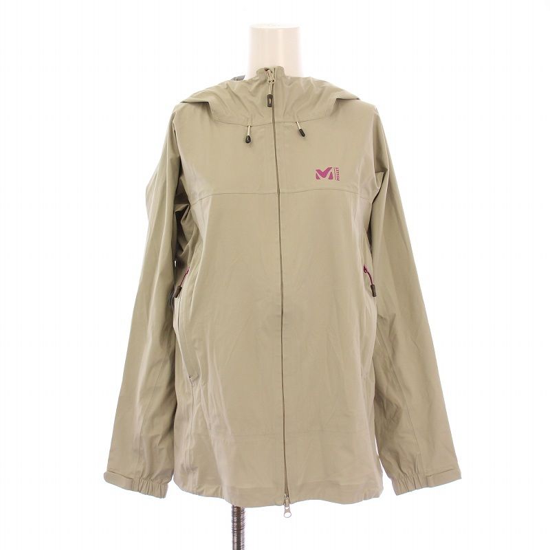 ミレー MILLET LD TYPHON 50000 ST JKT LDティフォン50000ストレッチジャケット アウター ジップアップ フード ロゴ プリント L グレージュ MIV01508 |BB