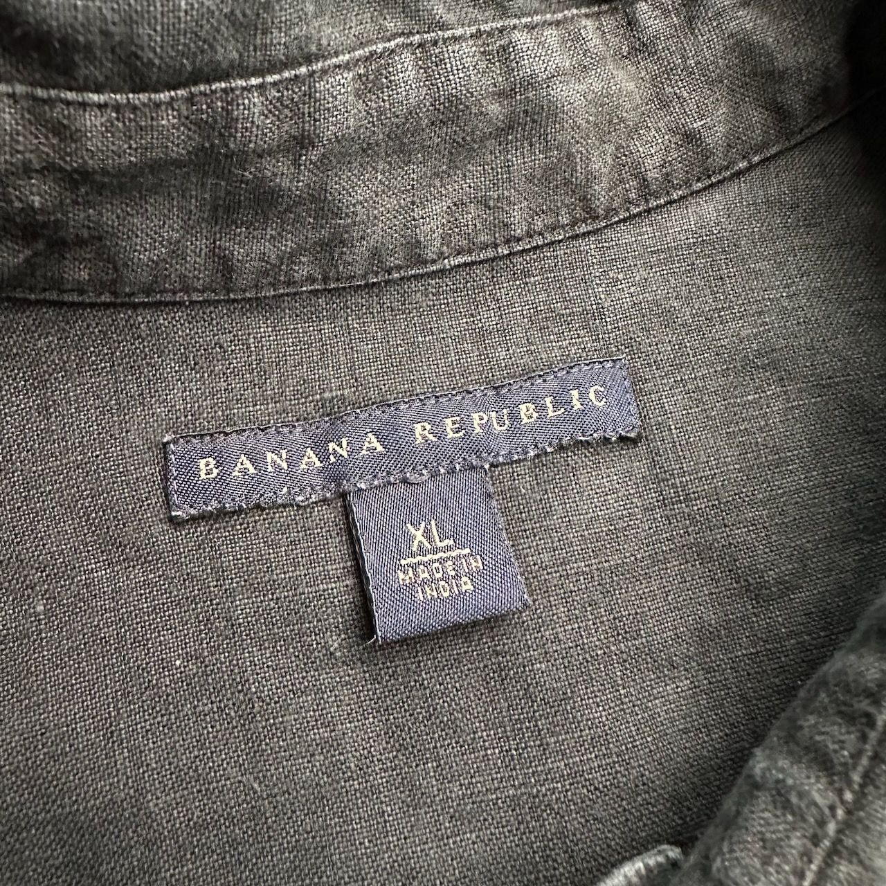 BANANA REPUBLIC　バナナリパブリック　リネンシャツ　無地　ダメージ有り　長袖シャツ　黒