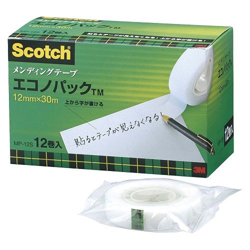 スリーエム(3M) スコッチ メンディングテープ エコノパック 12mm×30m 入数：1パック(12巻入) MP-12S(67768)