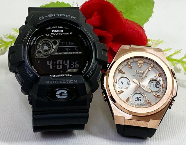 ソーラー電波 恋人たちのGショック ペアウオッチ G-SHOCK BABY-G  カシオ 2本セット   GW-8900A-1JF MSG-W600G-1AJF プレゼント  ラッピング無料 手書きのメッセージカード  プレゼント 愛の証　クリスマ