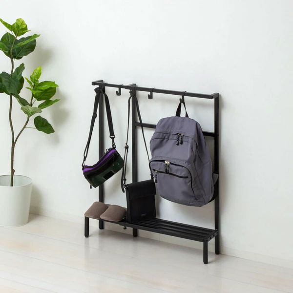 スタイリッシュ コンパクト伸縮カバンラック ブラック おしゃれ 収納