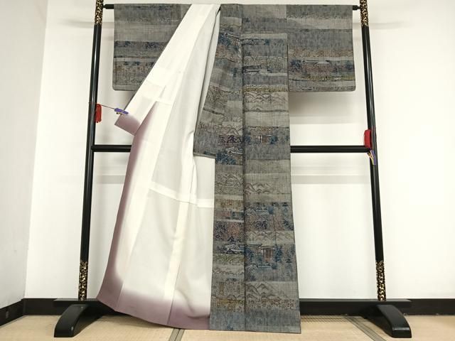 平和屋着物○本場小千谷紬 横段風景花文 正絹 逸品 AAAT9510np - メルカリ