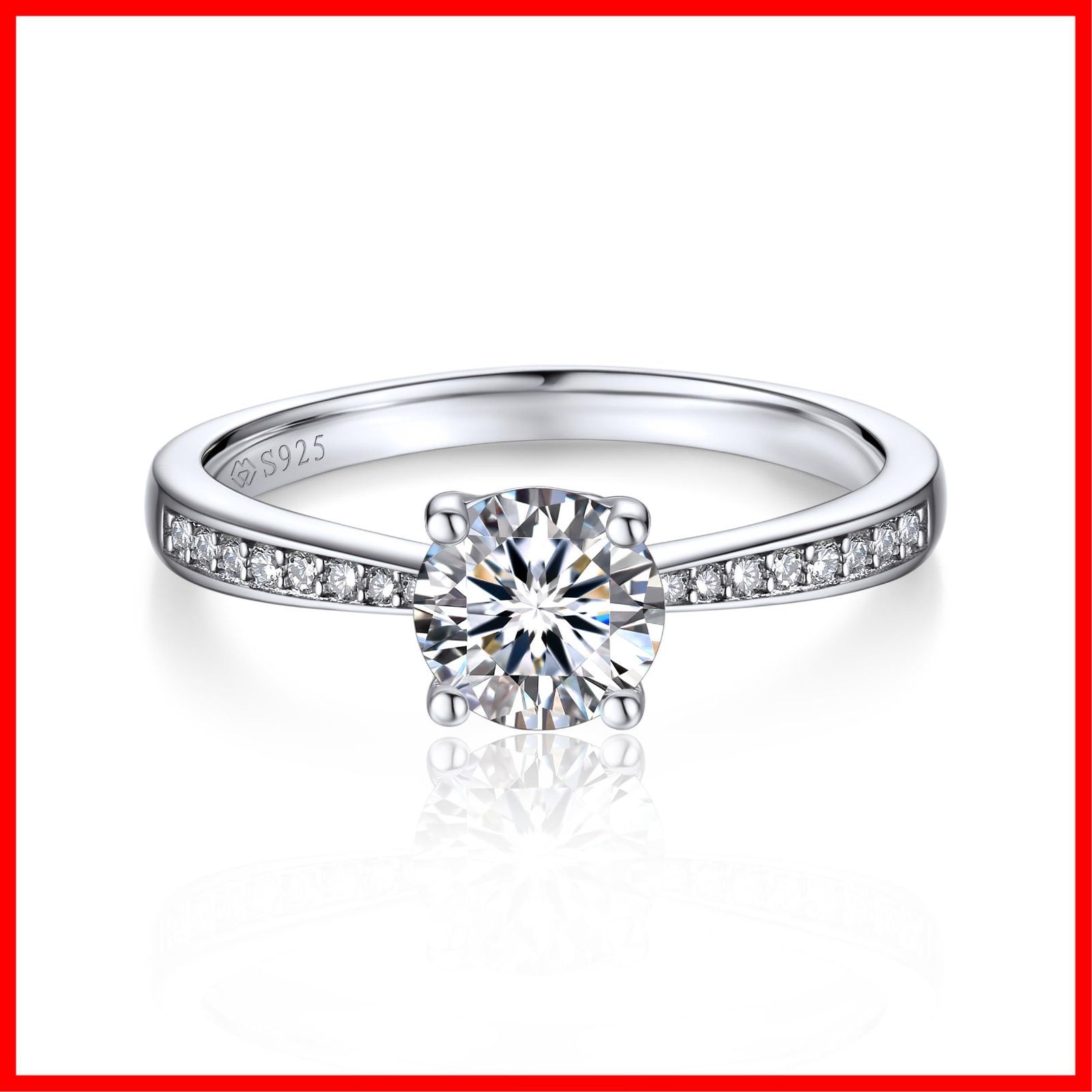 商品 レディース 1カラット モアサナイト 婚約指輪 シルバー925 プロポーズリング エンゲージリング 結婚記念日 Dカラー MomentWish ダイヤモンド メンズ レディース 人気プレゼント