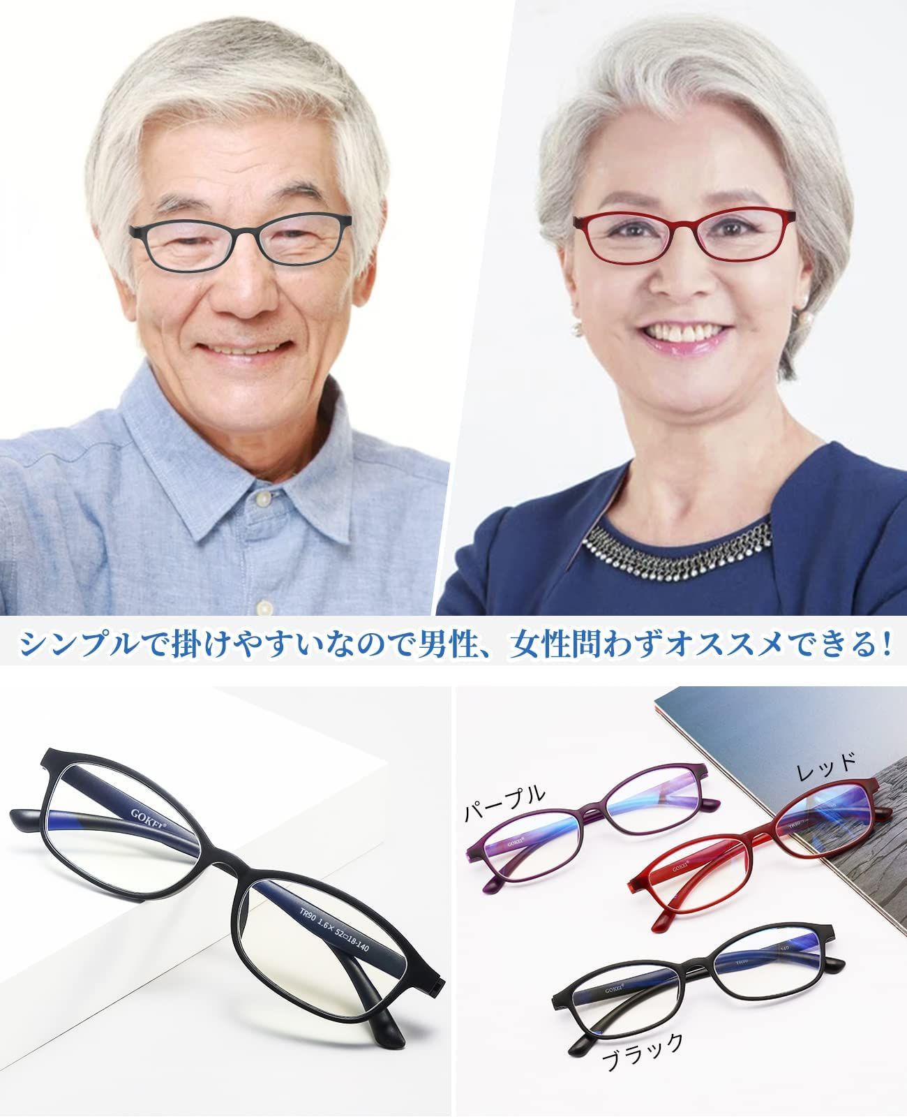 送料込】 GOKEI 眼鏡型の拡大鏡 7点セット 拡大1.8倍 ブルーカット無し レッド