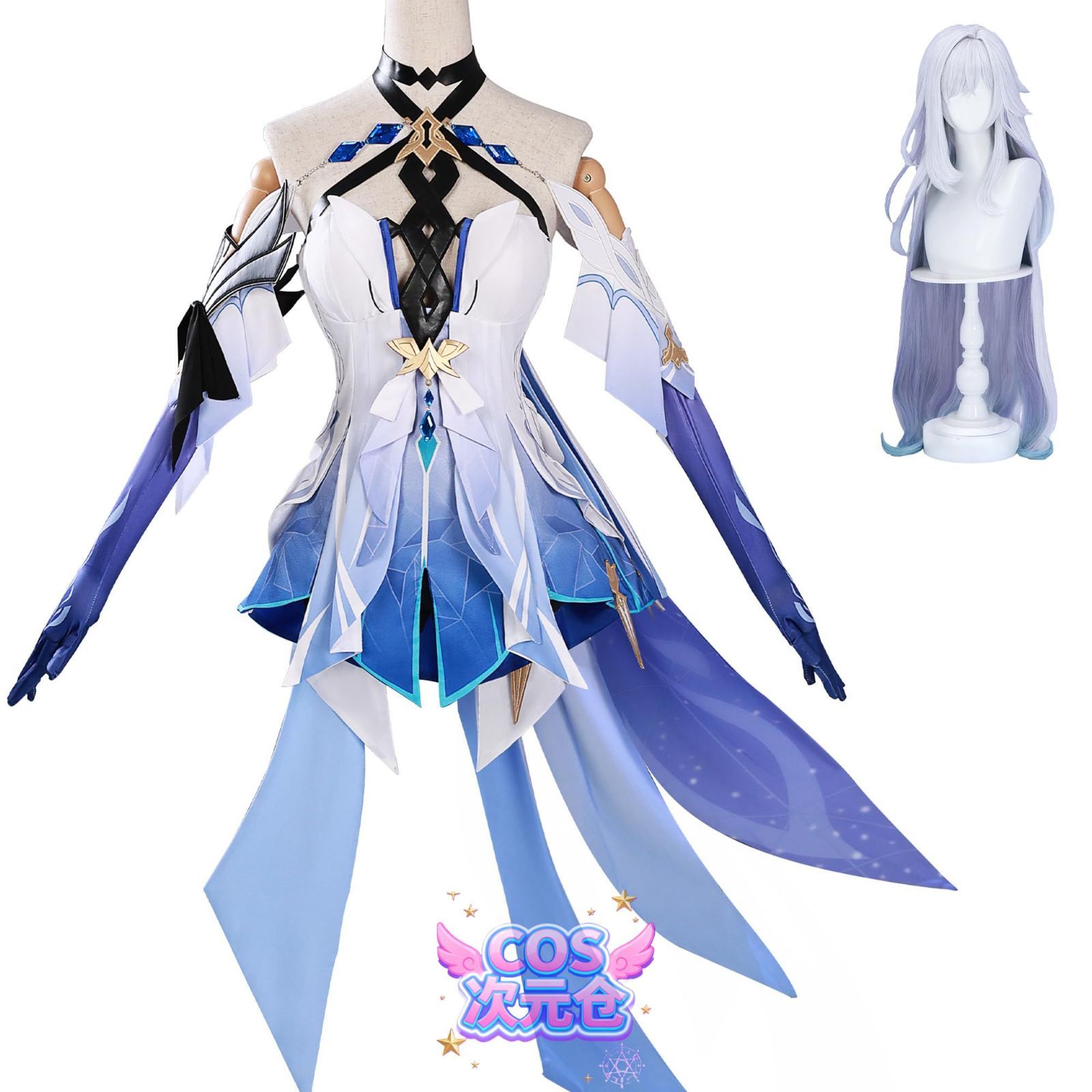 衣装だけ エルフ森林 原神 虚淵の暗星 スカーク コスプレ 衣装 全セット ウイッグ付き 虚淵の暗星 コスプレ用衣装 撮影用 文化祭 イ