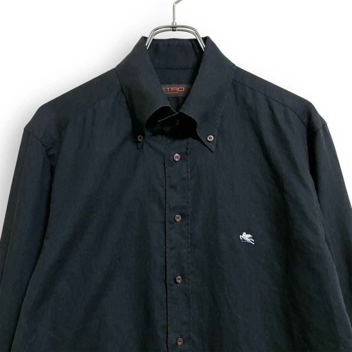 R2525/ ETRO エトロ イタリア製 リネン 長袖 シャツ ロゴ 刺繍