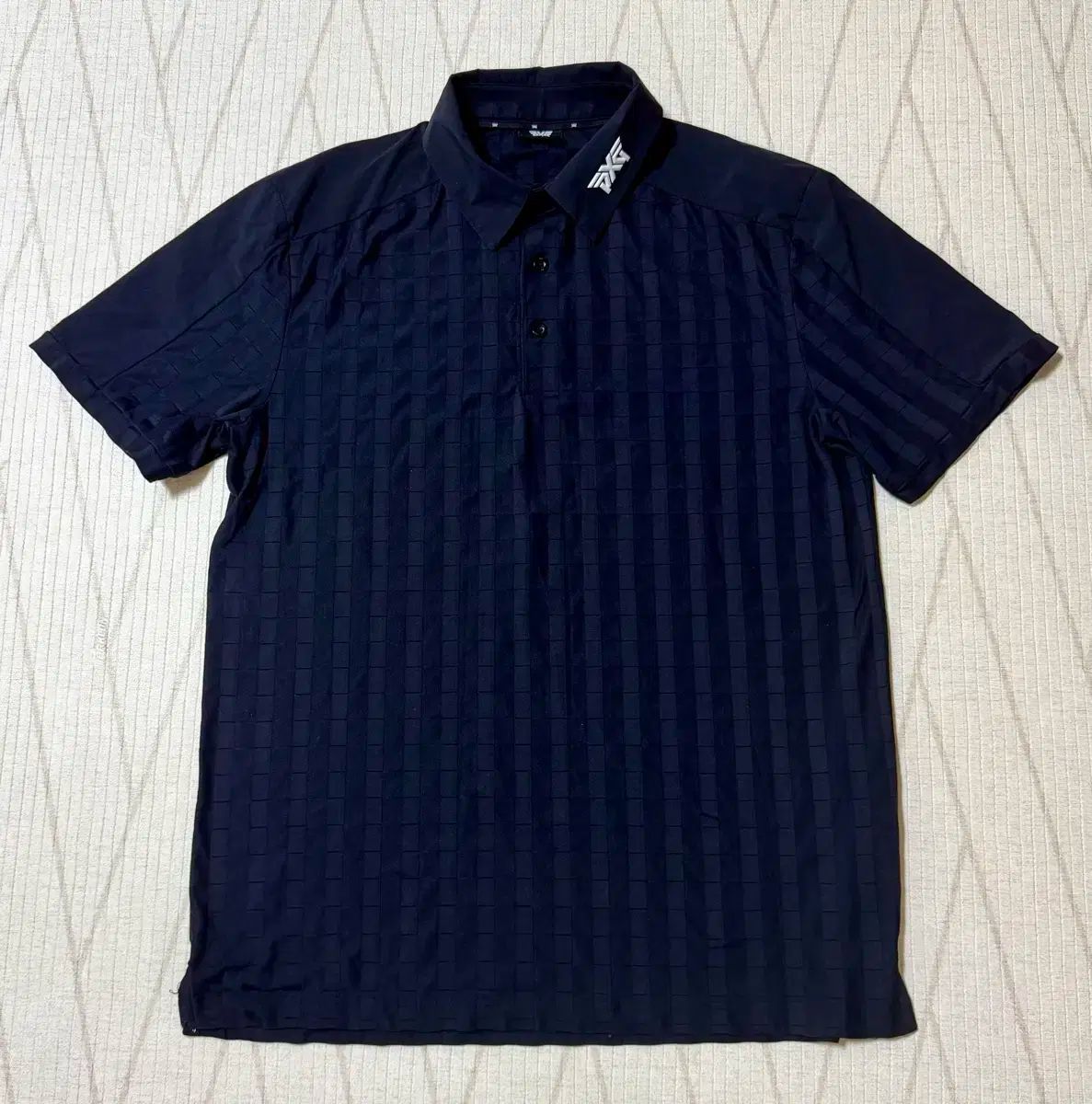 PXG ブラック チェック 半袖 ポロ Tシャツ M