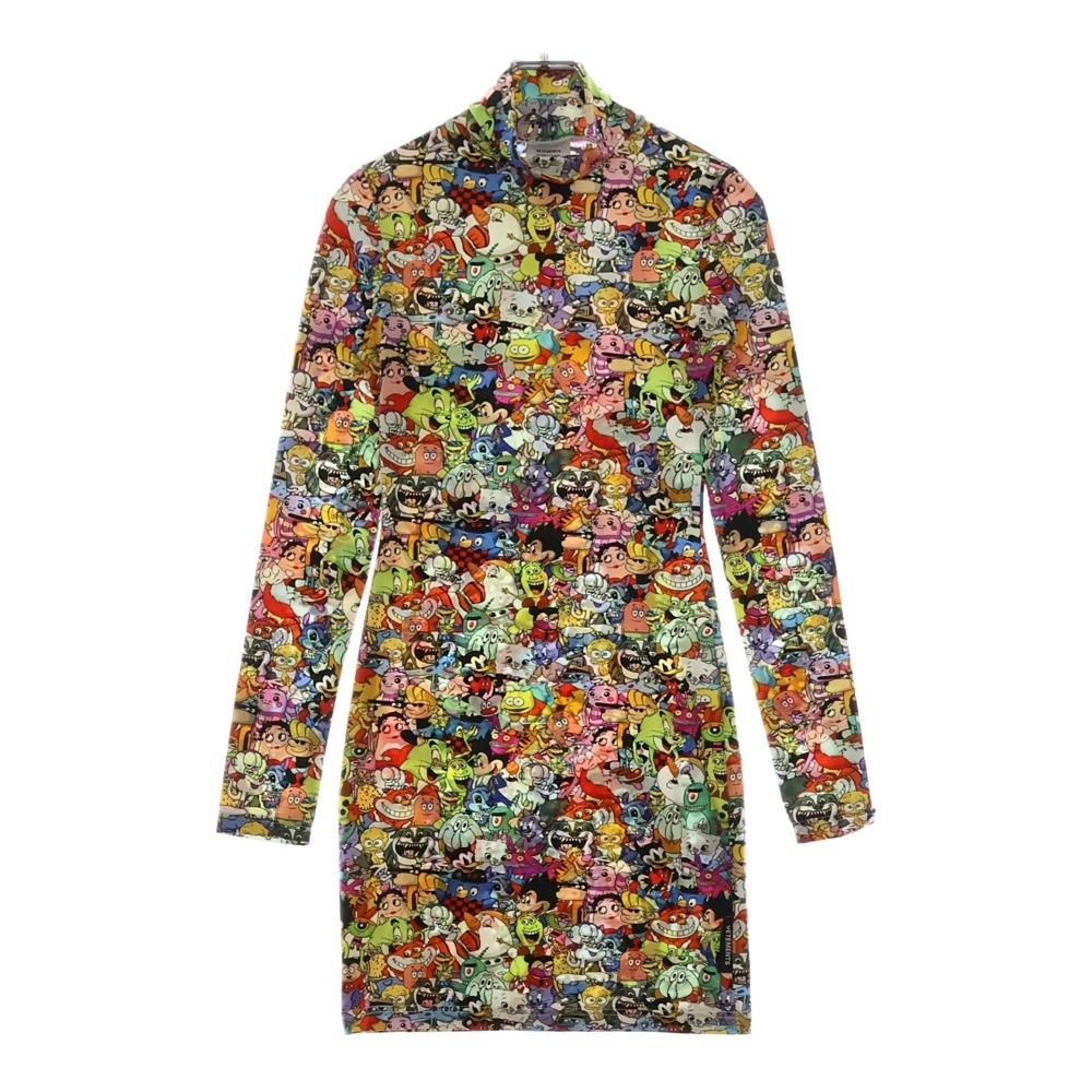 VETEMENTS ヴェトモン 20SS All Over Monster Styling Dress 総柄キャラクタープリント ドレス ハイネックトップス マルチ レディース SS20DR295