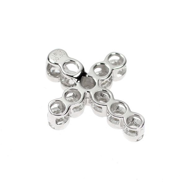 K18WG 十字架 ペンダントトップ ルビー 0.50ct ダイヤモンド 0.22ct 18