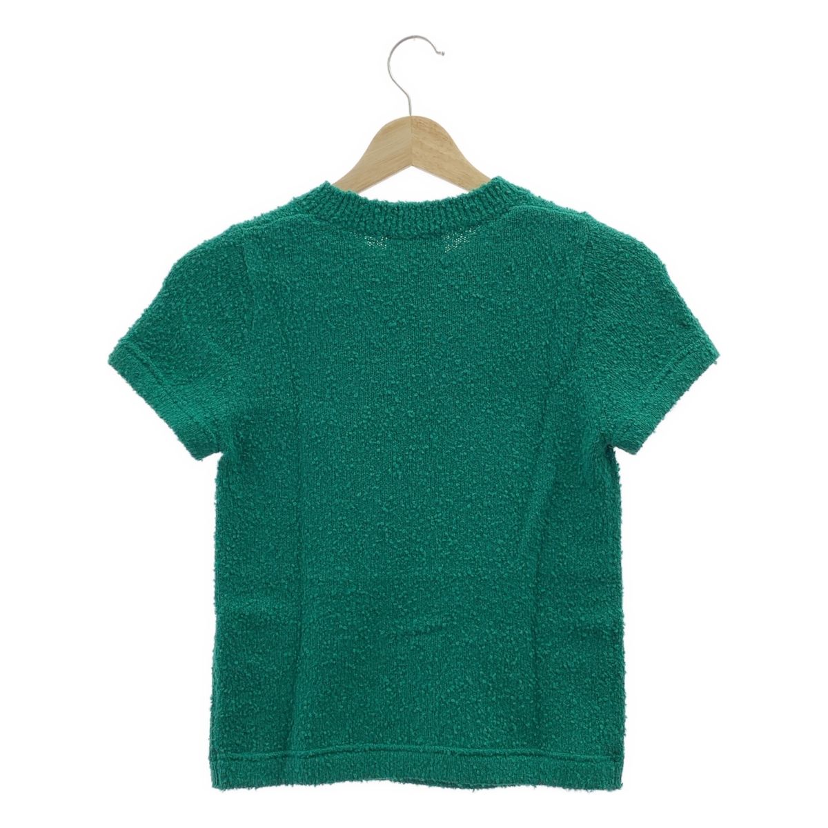 DANIEL HECHTER 黒 フラワー袖 半袖コットンニット