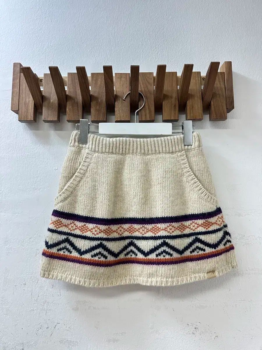 日本 ヴィンテージ QUIKSILVER クイックシルバー ジャパン ウール ノルディック パータン ポケット ニット スカート
