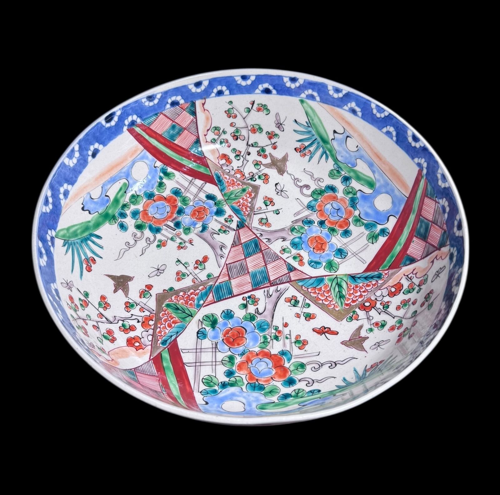 古伊万里 大鉢 梅鳥草花文図 盛り鉢 色絵 鉢 取り皿 飾り皿 陶器 伊万里 時代物 骨董品 アンティーク SKLAD-KIRPICHA_RU