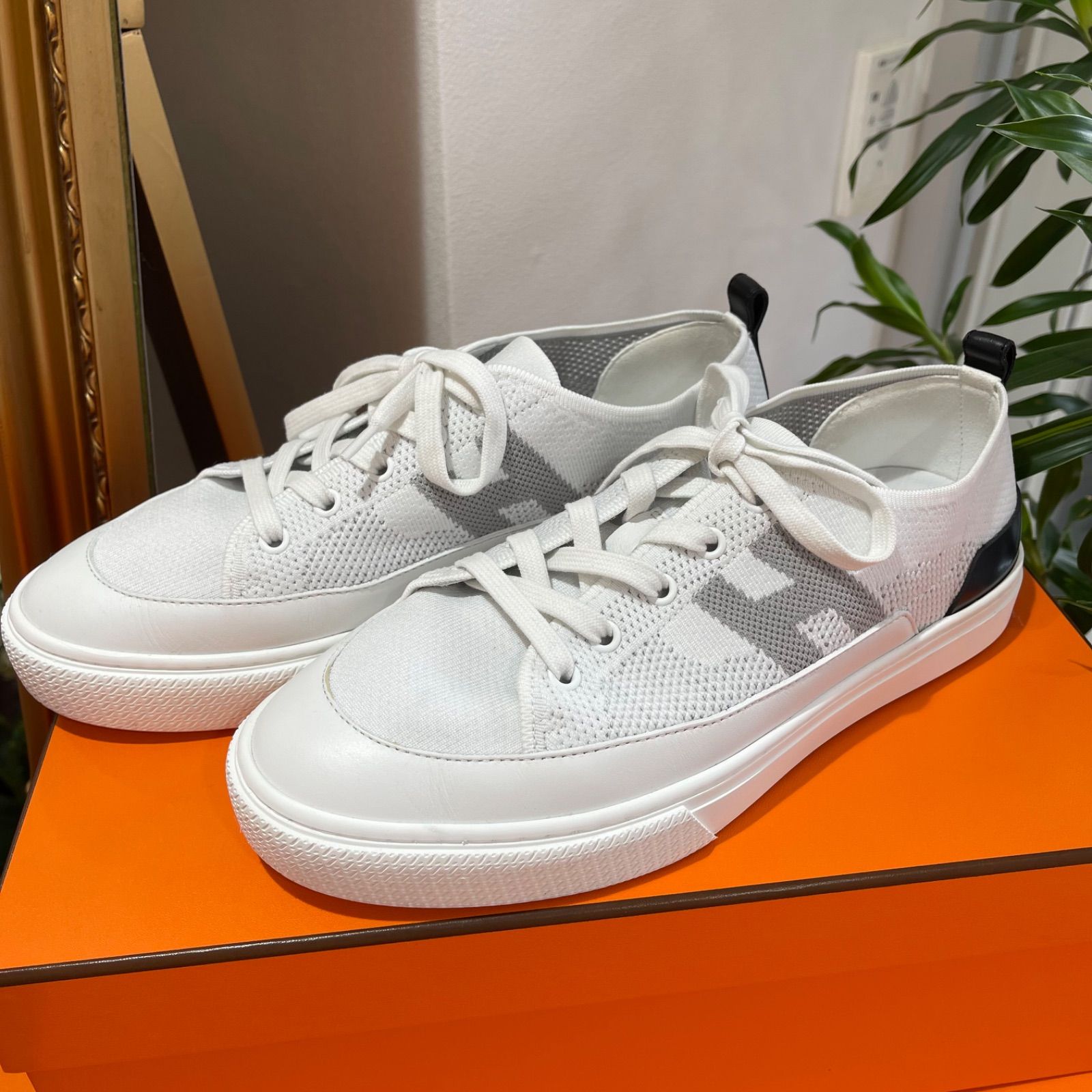 極美品】HERMES エルメス メンズ スニーカー ディープ 41 ニット 